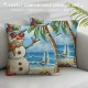 Throw Pillow Covers Funny Snowman with Sunglasses Square Pillowcases for Home Decor Sofa Car Bedroom Ocean Tropic Beach Cartoon Painting Pillow Cases