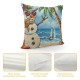 Throw Pillow Covers Funny Snowman with Sunglasses Square Pillowcases for Home Decor Sofa Car Bedroom Ocean Tropic Beach Cartoon Painting Pillow Cases