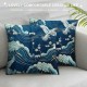 Throw Pillow Covers Crane Bird Blue Sea Wave Flowers Design Square Pillowcase for Home Decor Sofa Car Bedroom Pillow case