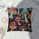 PHYHOO Abstract Colorful Mushrooms Throw Pillow Covers Black Background Wild Plant Art Seamless Pattern Square Pillowcases for Home Decor Sofa Car Bedroom Pillow case