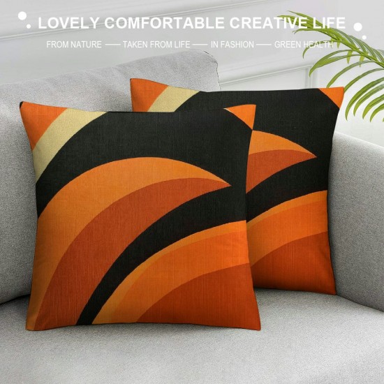 Throw Pillow Covers Orange Gradient Light Circle Abstract Geometric Pattern Black Background Square Pillowcases for Home Decor Sofa Car Bedroom Pillow Cases