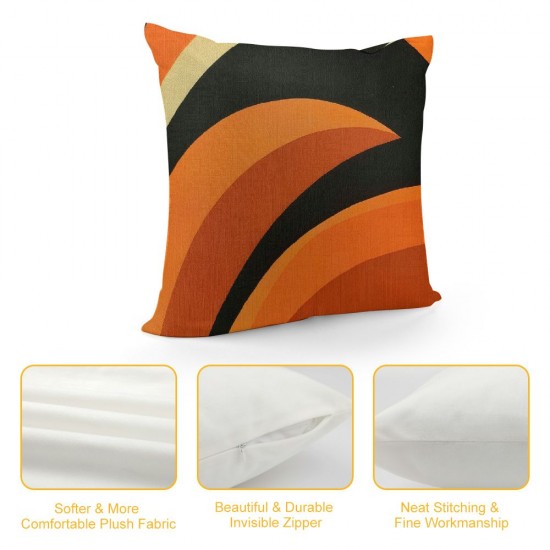 Throw Pillow Covers Orange Gradient Light Circle Abstract Geometric Pattern Black Background Square Pillowcases for Home Decor Sofa Car Bedroom Pillow Cases