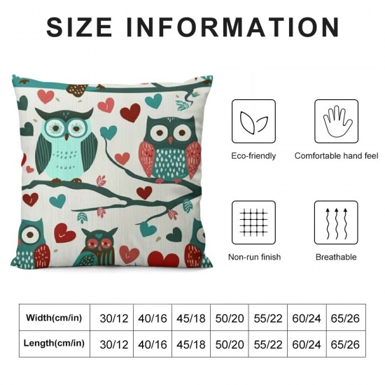 Throw Pillow Covers Green Red and Birds Square Pillowcases for Home Decor Sofa Car Bedroom Cartoon Animal Love Heart Floral Cute Painting