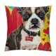 Throw Pillow Covers Boston Terrier Square Pillowcases for Home Decor Sofa Car Bedroom Cute Animal Dog Brown Background Watercolor Painting Pillow Cases