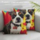 Throw Pillow Covers Boston Terrier Square Pillowcases for Home Decor Sofa Car Bedroom Cute Animal Dog Brown Background Watercolor Painting Pillow Cases