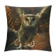 PHYHOO Throw Pillow Covers Handsome Flying Owl Square Pillowcases for Home Decor Sofa Car Bedroom Abstract Fire Clouds Background Animal Art Design Pillow Cases