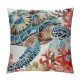 Throw Pillow Covers Cute Swimming Sea Turtle Square Pillowcases for Home Decor Sofa Car Bedroom Colorful Ocean Coral Painting Pillow Cases