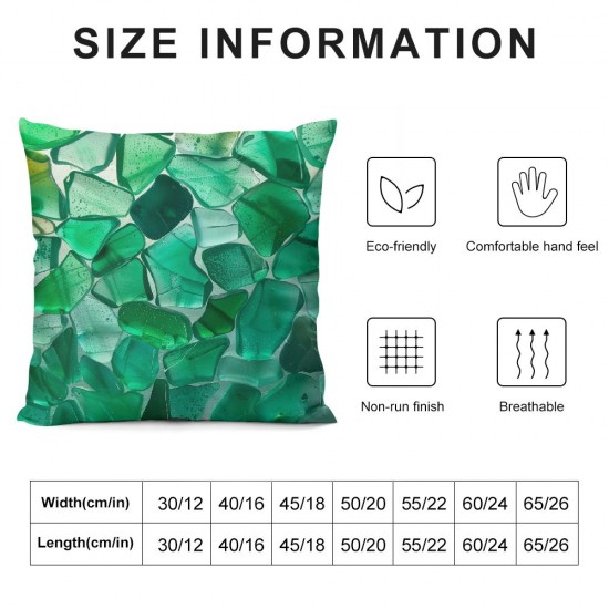 Throw Pillow Covers Colorful Beach Glass Sea Glass Green Design Square Pillowcase for Home Decor Sofa Car Bedroom Pillow case