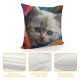 Throw Pillow Covers Cute White Cat Kitten Pet Animal Design Square Pillowcases for Home Decor Sofa Car Bedroom Pillow Cases