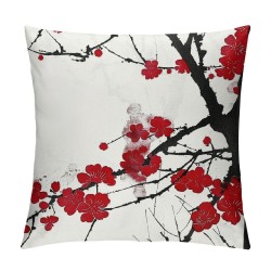 PHYHOO Throw Pillow Covers Cherry Blossom Flower Red Square Pillowcase for Home Decor Sofa Car Bedroom Pillow case