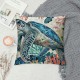 Throw Pillow Covers Sea Ocean Life Themed Blue Sea Turtle and Coral Design Square Pillowcase for Home Decor Sofa Car Bedroom Pillow case