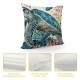 Throw Pillow Covers Sea Ocean Life Themed Blue Sea Turtle and Coral Design Square Pillowcase for Home Decor Sofa Car Bedroom Pillow case