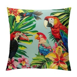 PHYHOO Throw Pillow Covers Tropical Palm Tree Parrot Toucan Bird Summer Design Square Pillowcase for Home Decor Sofa Car Bedroom Pillow case