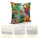 PHYHOO Throw Pillow Covers Tropical Palm Tree Parrot Toucan Bird Summer Design Square Pillowcase for Home Decor Sofa Car Bedroom Pillow case