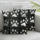 PHYHOO Throw Pillow Covers Doodle Black White Dog Animals Paws Print Square Pillowcase for Home Decor Sofa Car Bedroom Pillow case