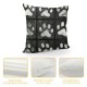 PHYHOO Throw Pillow Covers Doodle Black White Dog Animals Paws Print Square Pillowcase for Home Decor Sofa Car Bedroom Pillow case