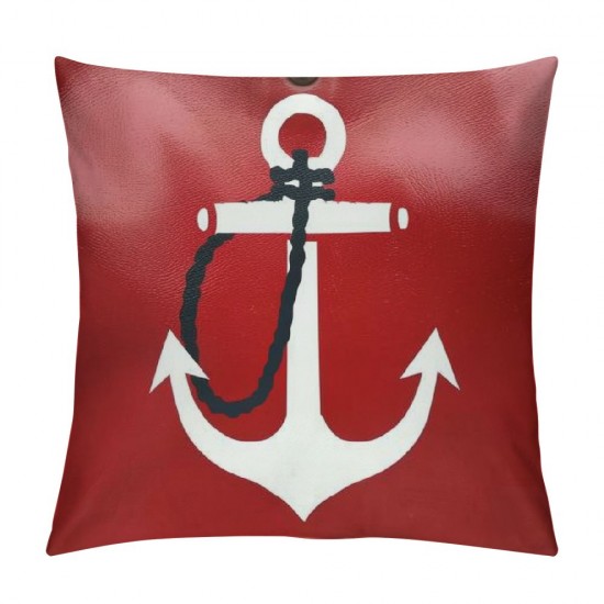 PHYHOO Anchor Throw Pillow Covers White Boat Anchor Nautical Tool on Blue Red Background Square Pillowcases for Home Decor Sofa Car Bedroom Pillow case