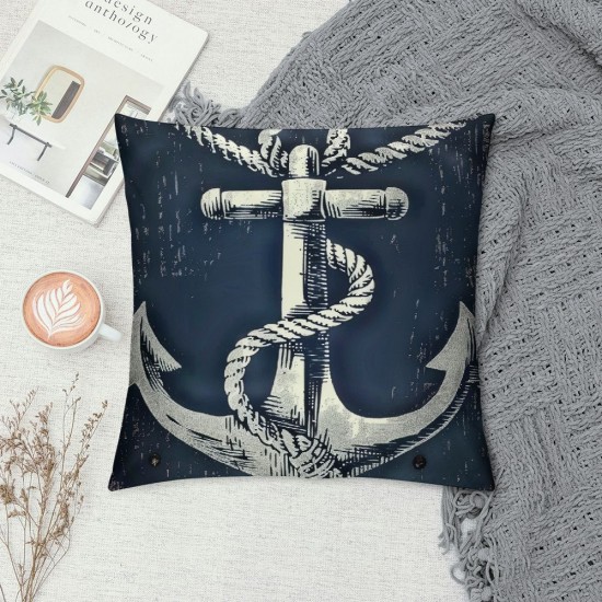 Throw Pillow Covers White Nautical Background Square Pillowcase for Home Decor Sofa Car Bedroom Pillow case