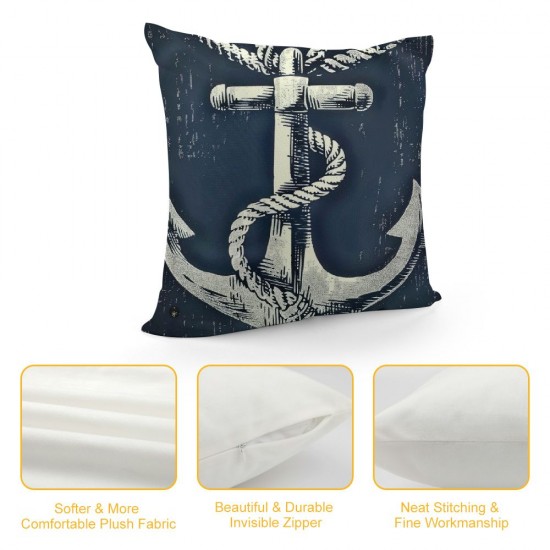 Throw Pillow Covers White Nautical Background Square Pillowcase for Home Decor Sofa Car Bedroom Pillow case