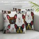 PHYHOO Throw Pillow Covers Cute French Bulldog Square Pillowcases for Home Decor Sofa Car Bedroom Cartoon Animal Heads with Abstract Texture Art Painting Pillow Cases