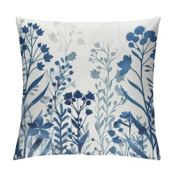 PHYHOO Blue Flowers Throw Pillow Covers Blooming Blue Flowers and Gray Shadow Spring Square Pillowcases for Home Decor Sofa Car Bedroom Pillow case