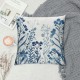 PHYHOO Blue Flowers Throw Pillow Covers Blooming Blue Flowers and Gray Shadow Spring Square Pillowcases for Home Decor Sofa Car Bedroom Pillow case