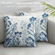 PHYHOO Blue Flowers Throw Pillow Covers Blooming Blue Flowers and Gray Shadow Spring Square Pillowcases for Home Decor Sofa Car Bedroom Pillow case