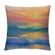 Landscape Blue Waves Beach Sunset Pillowcases Nature Ocean Seaside Oil Painting Pillow Case Decorative Throw Pillow Cover for Home Sofa Office