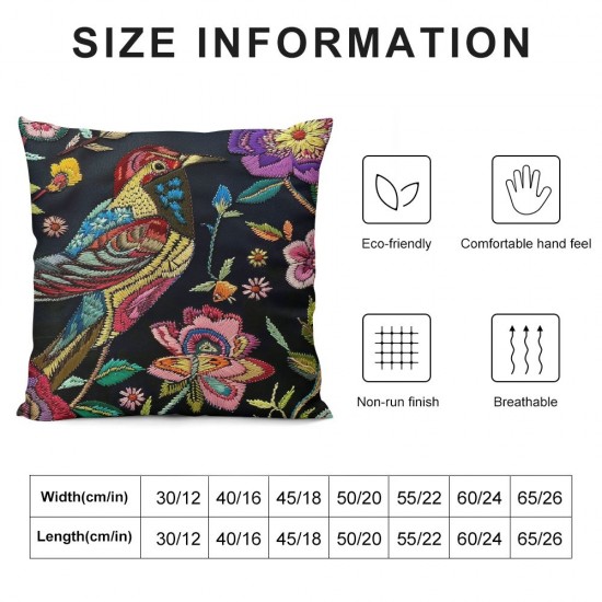 PHYHOO Throw Pillow Covers Vintage Hummingbird Butterfly with Flowers Design Square Pillowcase for Home Decor Sofa Car Bedroom Pillow case