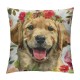 Throw Pillow Covers Dog with Flower Design Square Pillowcase for Home Decor Sofa Car Bedroom Pillow case