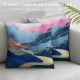 PHYHOO Throw Pillow Covers Aesthetic Landscape Illustration Abstract Mountains and Sun Design Square Pillowcase for Home Decor Sofa Car Bedroom Pillow case