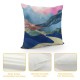 PHYHOO Throw Pillow Covers Aesthetic Landscape Illustration Abstract Mountains and Sun Design Square Pillowcase for Home Decor Sofa Car Bedroom Pillow case