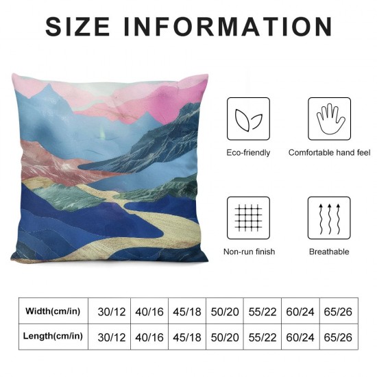 PHYHOO Throw Pillow Covers Aesthetic Landscape Illustration Abstract Mountains and Sun Design Square Pillowcase for Home Decor Sofa Car Bedroom Pillow case