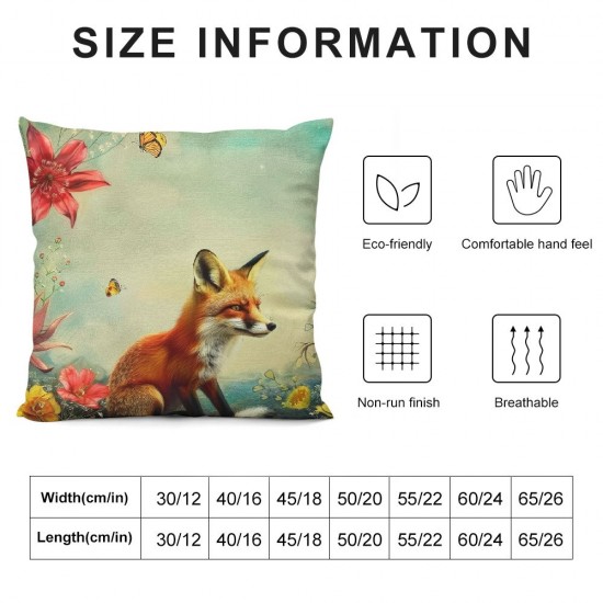 Throw Pillow Covers Watercolor with Flowers Butterfly Print Square Pillowcase for Home Decor Sofa Car Bedroom Pillow case