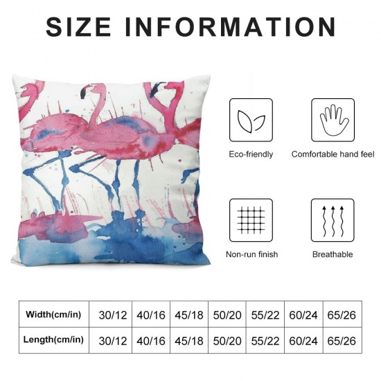 Watercolor Flamingos Pillowcases Abstract Animal Art Painting Pillow Case Decorative Throw Pillow Cover for Home Sofa Office