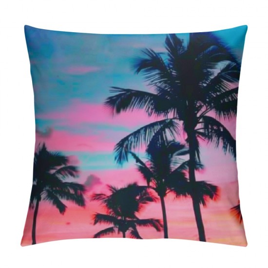 Throw Pillow Covers Palm Tree Sunset Design Square Pillowcase for Home Decor Sofa Car Bedroom Pillow case