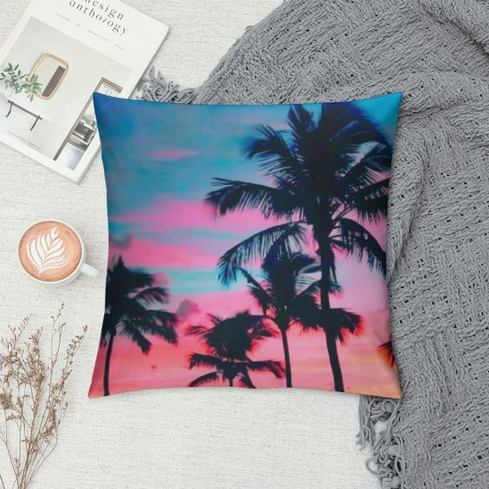 Throw Pillow Covers Palm Tree Sunset Design Square Pillowcase for Home Decor Sofa Car Bedroom Pillow case