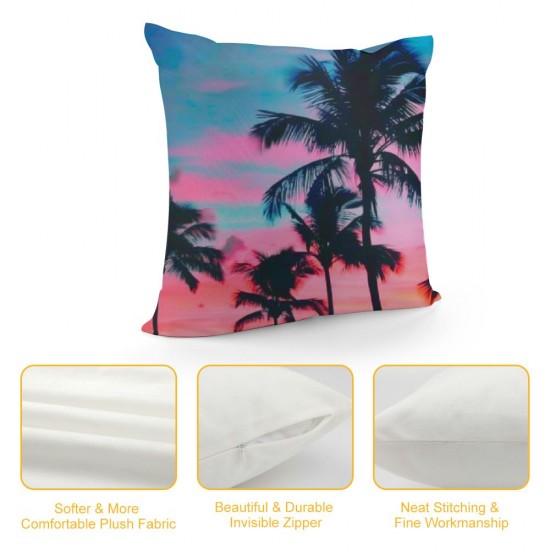 Throw Pillow Covers Palm Tree Sunset Design Square Pillowcase for Home Decor Sofa Car Bedroom Pillow case