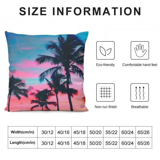 Throw Pillow Covers Palm Tree Sunset Design Square Pillowcase for Home Decor Sofa Car Bedroom Pillow case