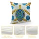 PHYHOO Sea Turtle with Red Blue Pattern Throw Pillow Covers Wild Sea Animal Seamless Design Square Pillowcases for Home Decor Sofa Car Bedroom Pillow case