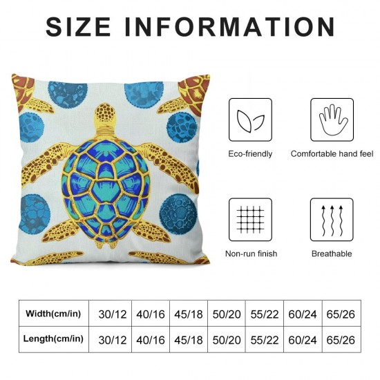 PHYHOO Sea Turtle with Red Blue Pattern Throw Pillow Covers Wild Sea Animal Seamless Design Square Pillowcases for Home Decor Sofa Car Bedroom Pillow case