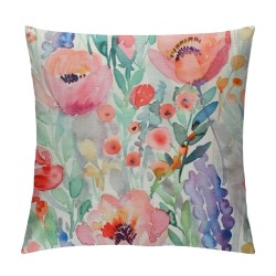 PHYHOO Watercolor Pink Flowers Throw Pillow Covers Floral Botanical Seamless Pattern Art Painting Square Pillowcases for Home Decor Sofa Car Bedroom Pillow case