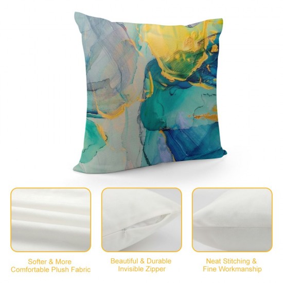 PHYHOO Marble Throw Pillow Covers Colorful Marble Texture Purple Green Blue Gold Foil Square Pillowcases for Home Decor Sofa Car Bedroom Pillow case