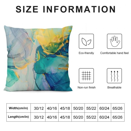 PHYHOO Marble Throw Pillow Covers Colorful Marble Texture Purple Green Blue Gold Foil Square Pillowcases for Home Decor Sofa Car Bedroom Pillow case