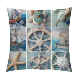 Throw Pillow Covers Sailing Boats Starfish Design Square Pillowcase for Home Decor Sofa Car Bedroom Pillow case