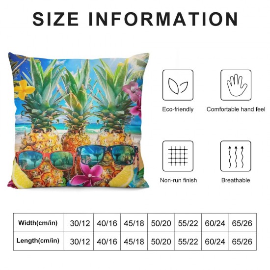 Throw Pillow Covers Sunglasses Beach Flowers Square Pillowcase for Home Decor Sofa Car Bedroom Pillow case