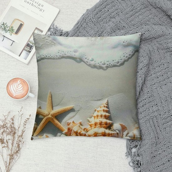 Throw Pillow Covers Sand Beach Starfish Design Square Pillowcase for Home Decor Sofa Car Bedroom Pillow case