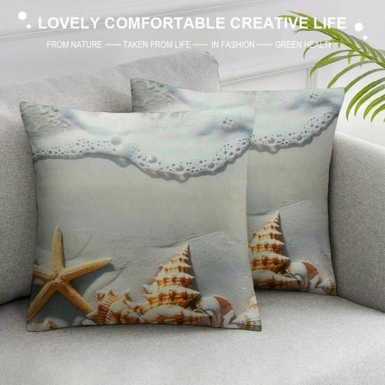 Throw Pillow Covers Sand Beach Starfish Design Square Pillowcase for Home Decor Sofa Car Bedroom Pillow case