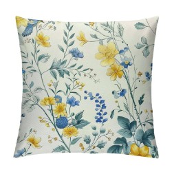 Flowers Throw Pillow Covers Spring Floral Pattern Yellow Blue Square Pillowcases for Home Decor Sofa Car Bedroom Pillow case