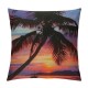 PHYHOO Colorful Sunset Clouds Throw Pillow Covers Tropical Beach Palm Seaside Landscape Art Print Square Pillowcases for Home Decor Sofa Car Bedroom Pillow case